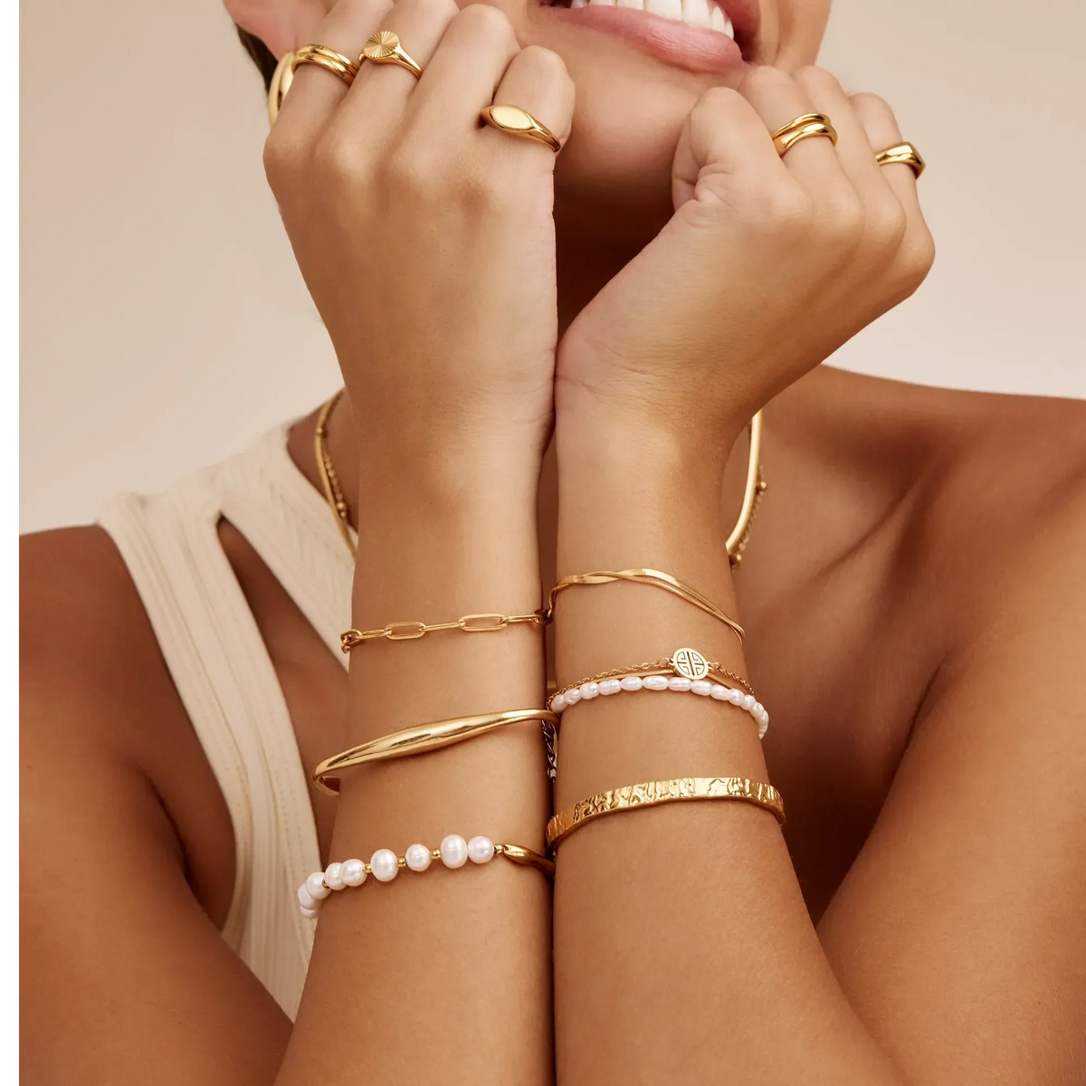 Double Snake Chain Layered Bracelet