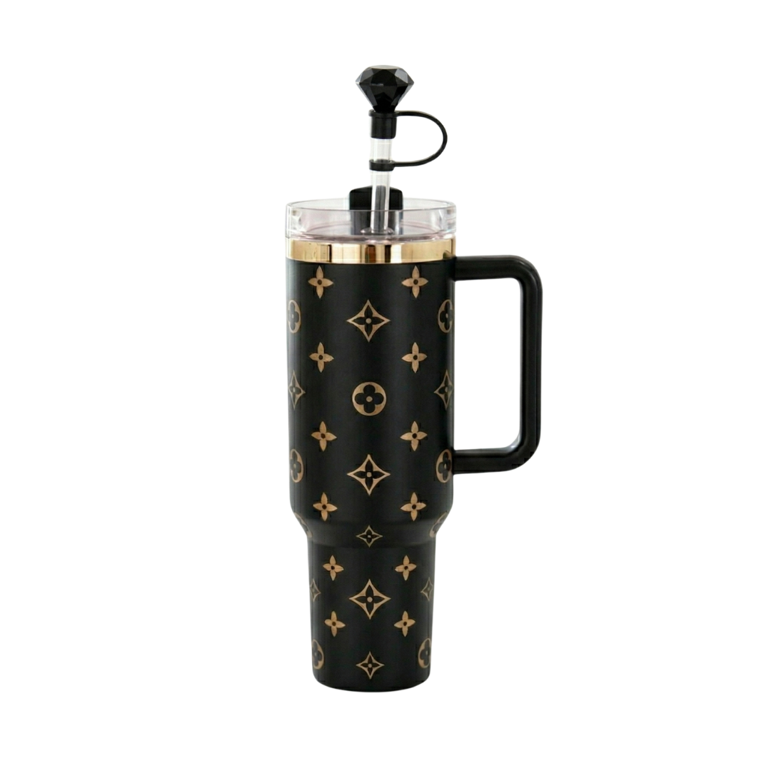 40oz Luxury Tumbler + Straw Topper – Matte Black