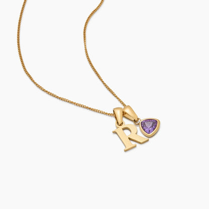 Initial Birthstone Charm Necklace