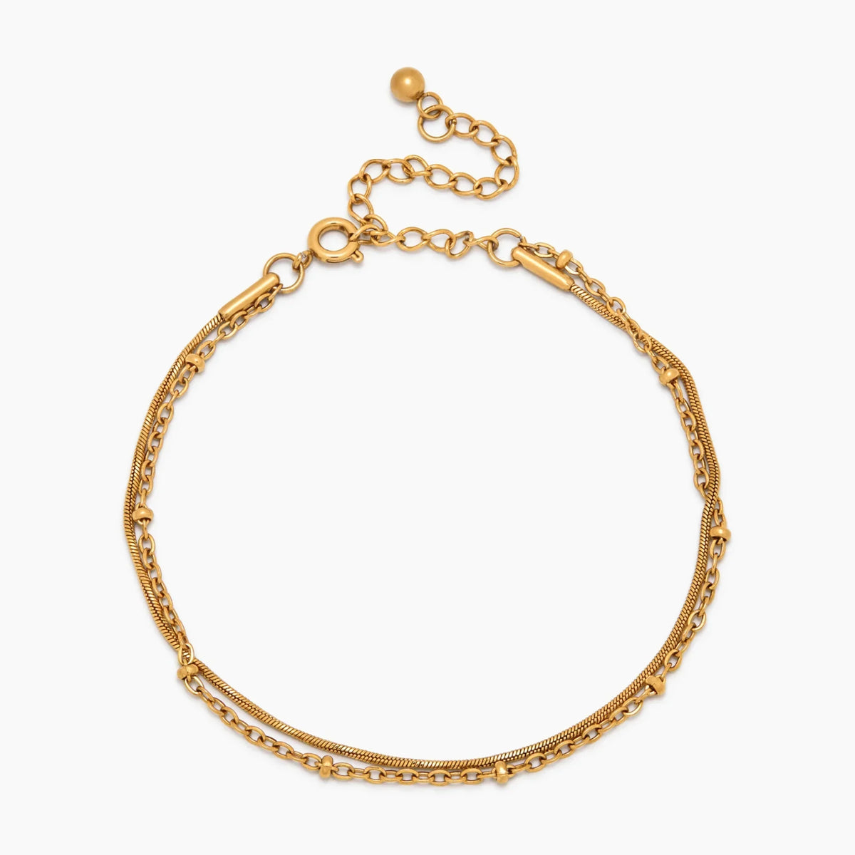 Beaded & Snake Chain Layered Bracelet