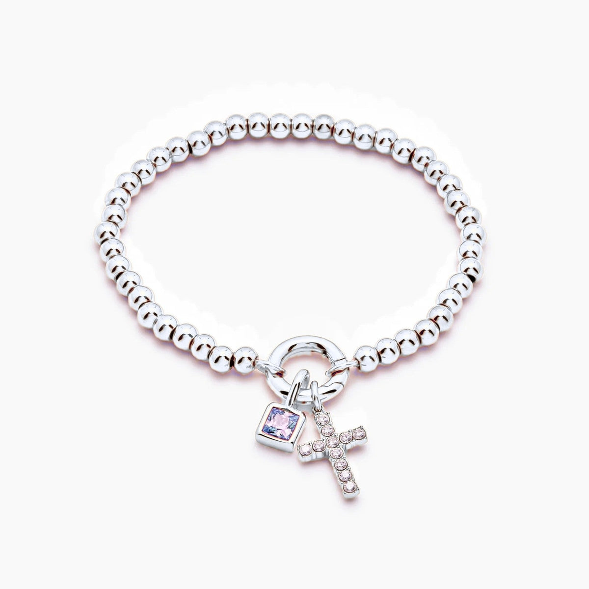 beaded-cross-birthstone-bracelet — Silver / Jun-Alexandrite