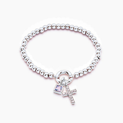 beaded-cross-birthstone-bracelet — Silver / Jun-Alexandrite
