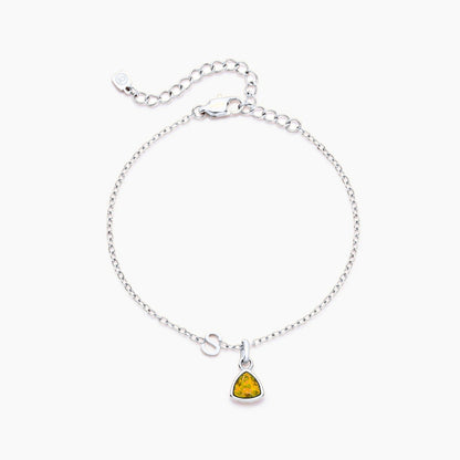 birthstone-initial-charm-bracelet — Silver / Nov-Citrine