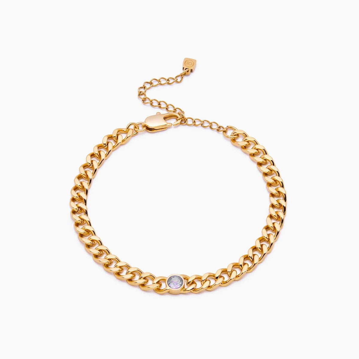 curb-chain-birthstone-bracelet — Gold / Apr-Diamond