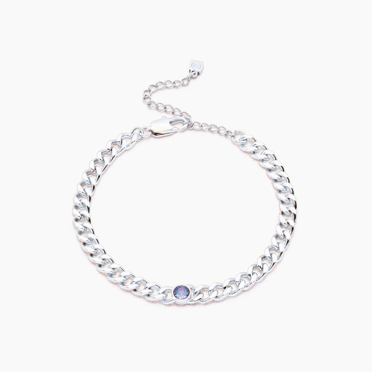 curb-chain-birthstone-bracelet — Silver / Dec-Blue Topaz