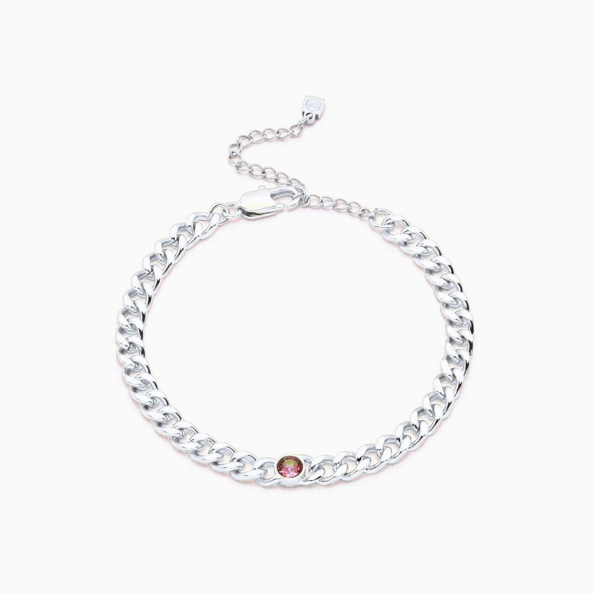 curb-chain-birthstone-bracelet — Silver / Jan-Garnet