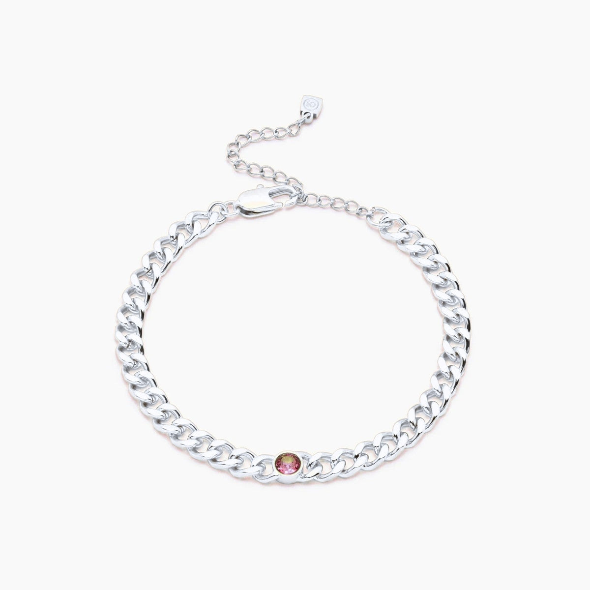 curb-chain-birthstone-bracelet — Silver / Jul-Ruby