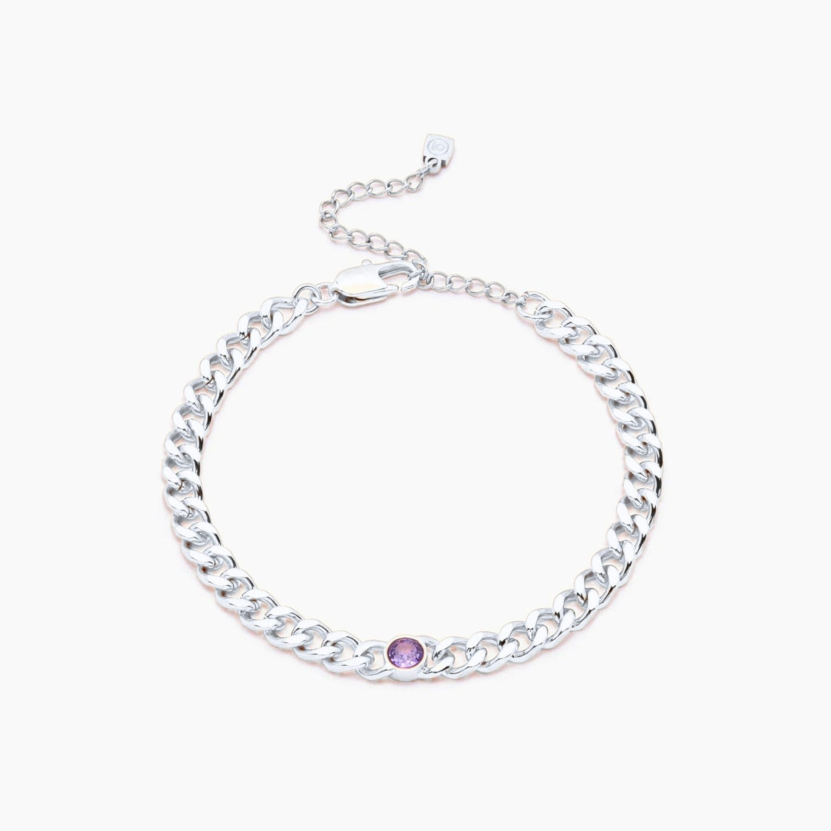 curb-chain-birthstone-bracelet — Silver / Jun-Alexandrite