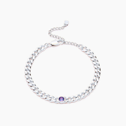 curb-chain-birthstone-bracelet — Silver / Sep-Sapphire