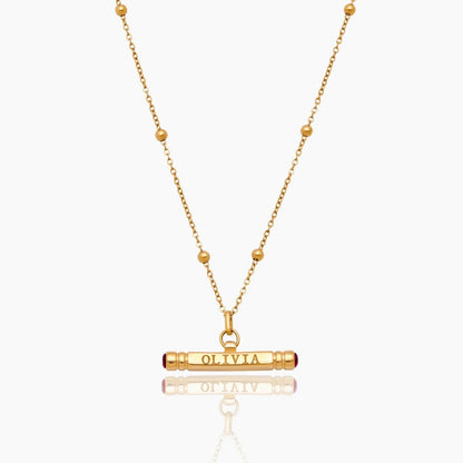 custom-name-birthstone-t-bar-necklace — Gold / Jan-Garnet