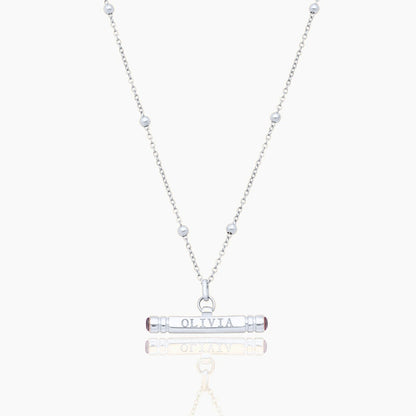 custom-name-birthstone-t-bar-necklace — Silver / Apr-Diamond