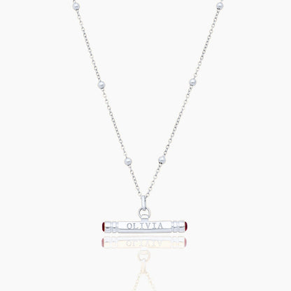 custom-name-birthstone-t-bar-necklace — Silver / Jan-Garnet
