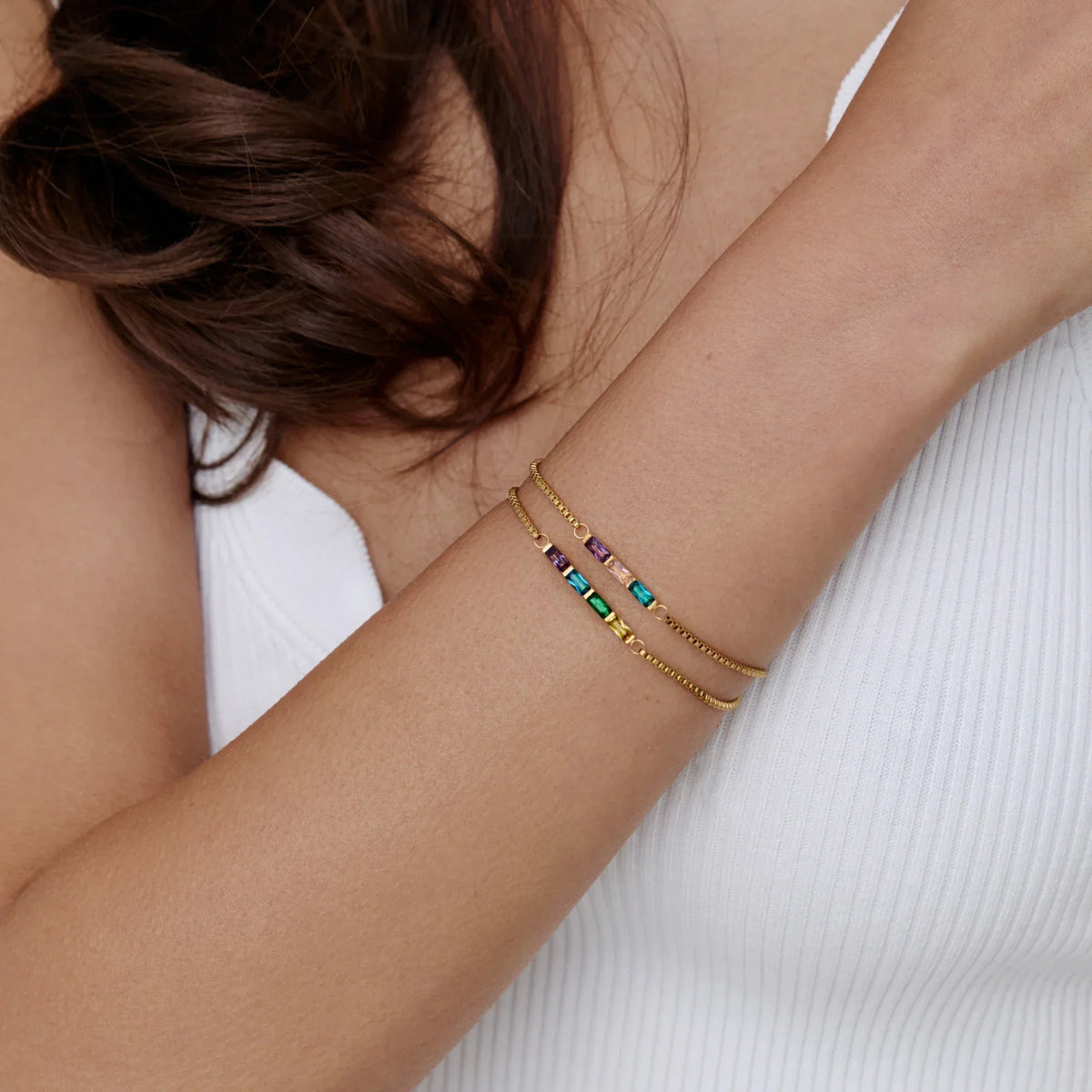 Dainty Baguette Birthstone Bracelet