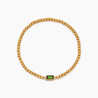 gold-beaded-birthstone-bracelet — Gold / Aug-Peridot