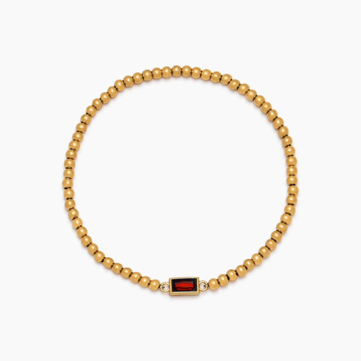 gold-beaded-birthstone-bracelet — Gold / Jan-Garnet