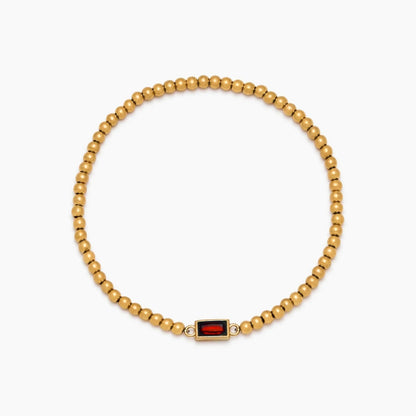 gold-beaded-birthstone-bracelet — Gold / Jan-Garnet