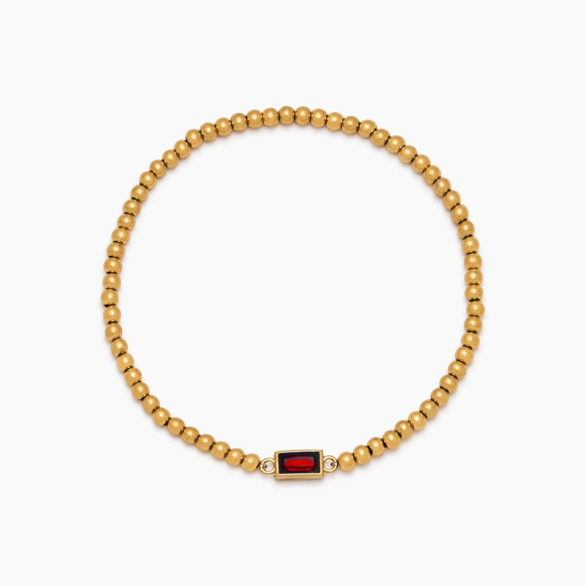 gold-beaded-birthstone-bracelet — Gold / Jul-Ruby