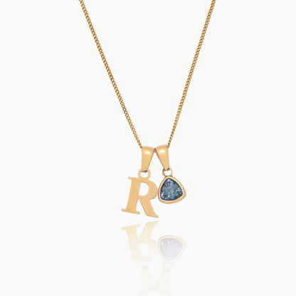 initial-birthstone-charm-necklace — Gold / December Blue Topaz