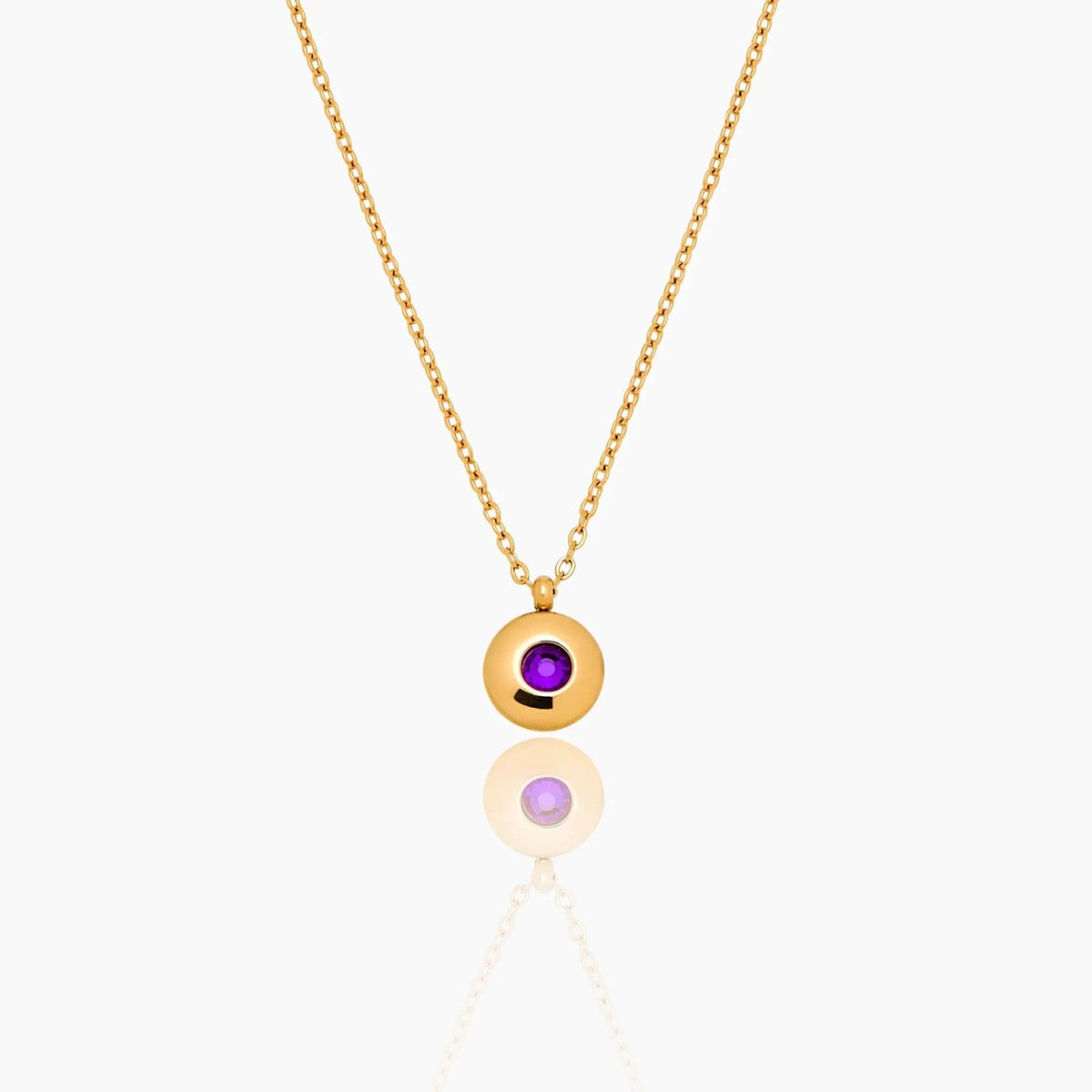 mini-birthstone-pendant-necklace — Gold / Feb-Amethyst