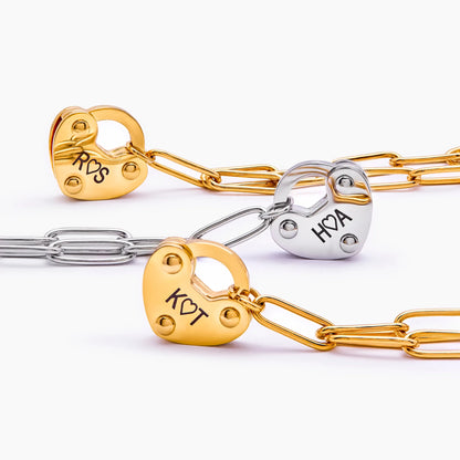 Heart Lock Initial Necklace