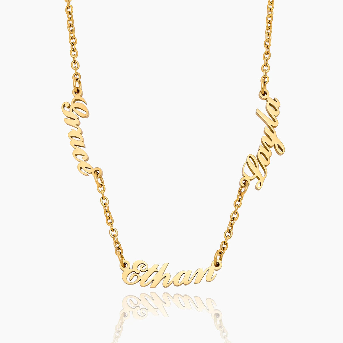 Personalised multiple name necklace gold — Olivia Jewelry