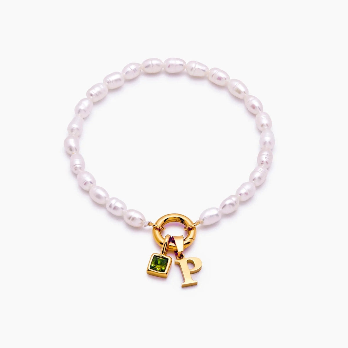 pearl-initial-birthstone-bracelet — Gold / Nov-Citrine
