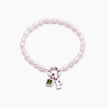 pearl-initial-birthstone-bracelet — Silver / Nov-Citrine
