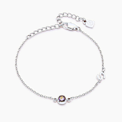 side-set-initial-birthstone-bracelet — Silver / Nov-Citrine