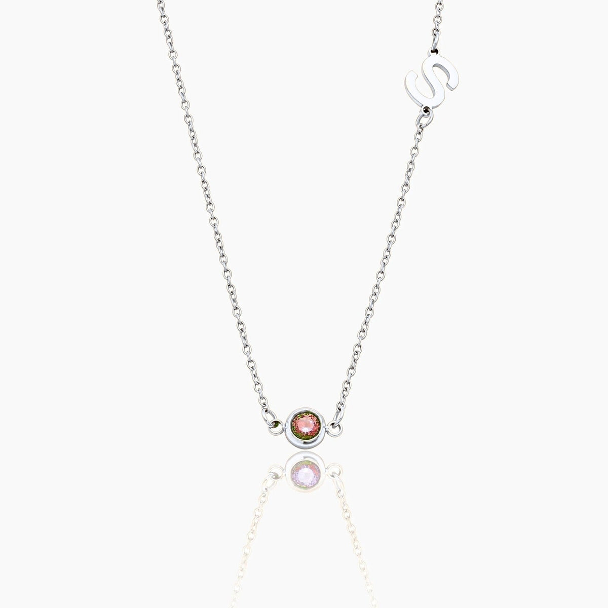 side-set-initial-birthstone-necklace — Silver / Nov-Citrine